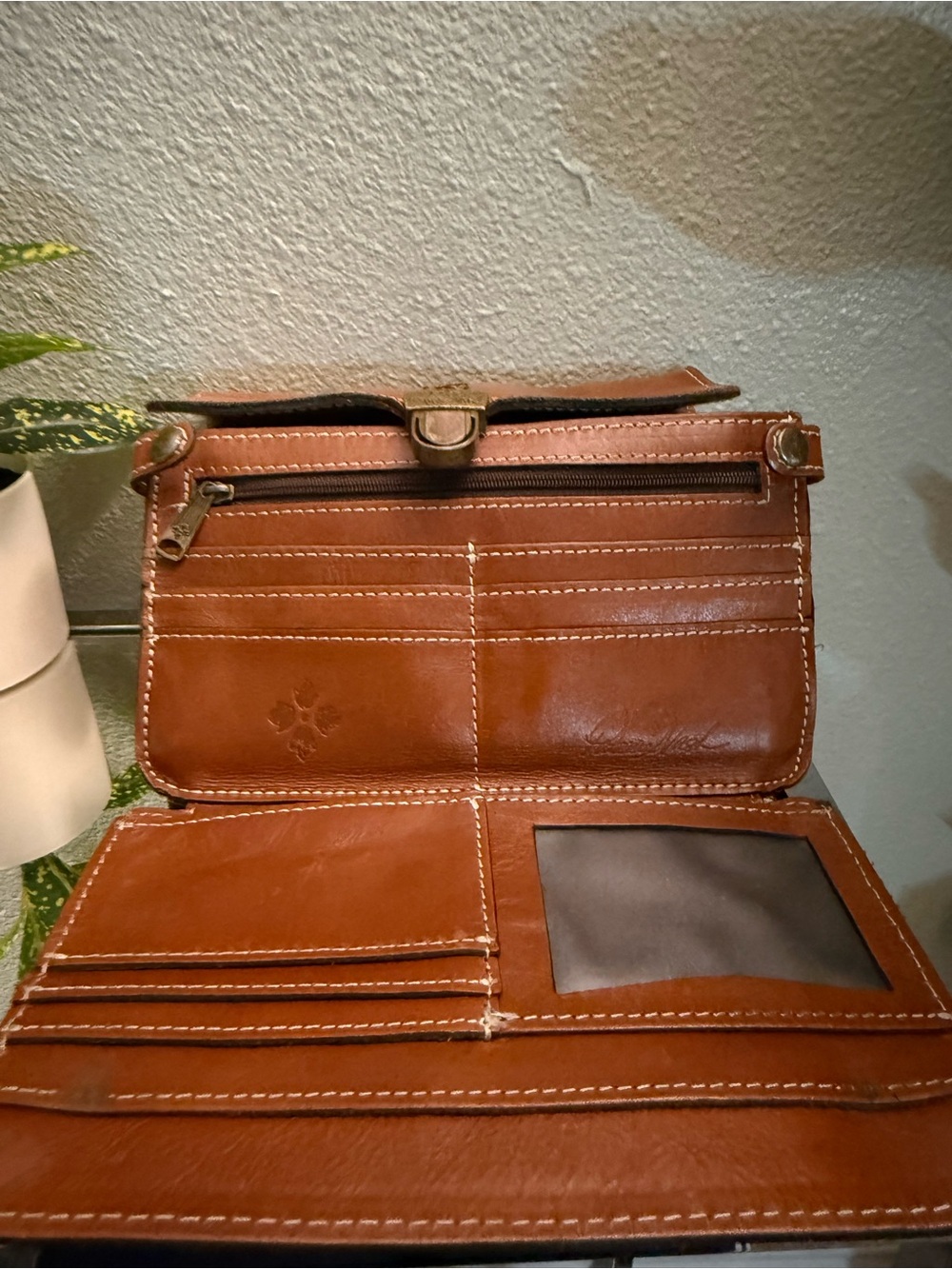 Patricia Nash Bianco Heritage Brown Leather Crossbody Organizer - Picture 8 of 10